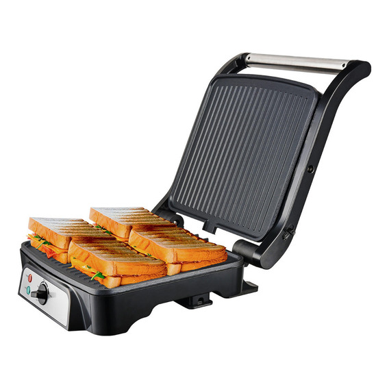 Sandwichera Grill Nappo Cuatro Panes Parilla Panini 2000w Color Plateado