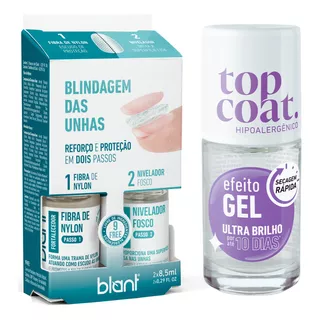 Base Fios De Nylon Fortalecedora +top Coat Efeito Gel 10 Dia