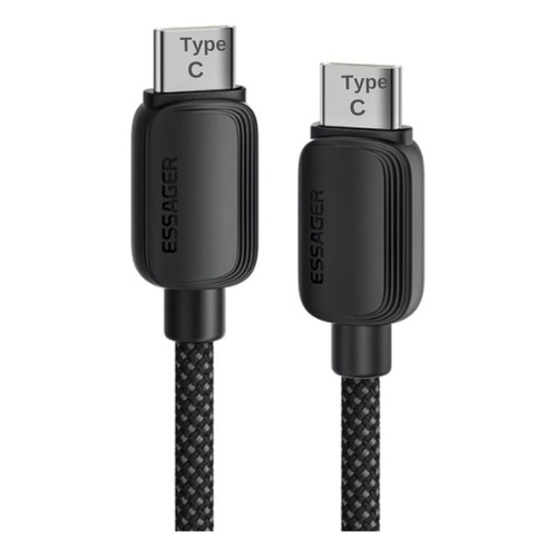Cable Tipo C Essager Carga Rapida 100W Para iPhone 15/ Macbook/ Samsung/ Huawei/ Dell/ Hp/ Lenovo - 1 Metro Negro