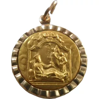Medalha Italiana Com Cena Católica Dourada. Frete Grátis.