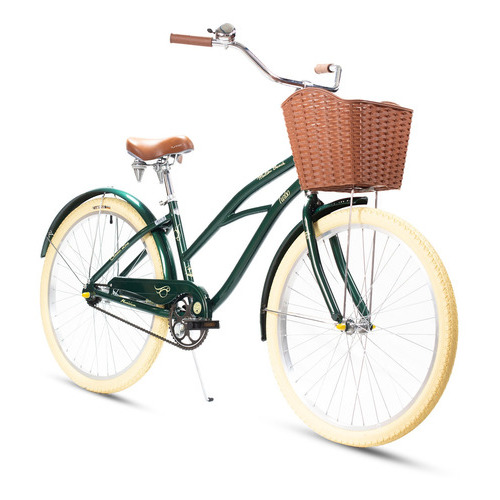Bicicleta Urbana Para Mujer R26 Malibu Retro Verde Turbo