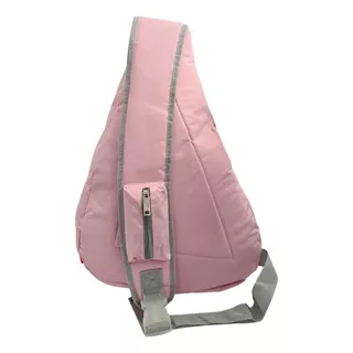 Mochila Feminina Transversal Tiracolo Cor Rosa/cinza Desenho Do Tecido Liso