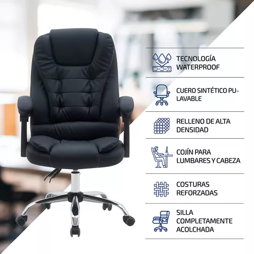 Silla Sillon Oficina Ejecutivo Escritorio Gerencial Pc Cuota Color Negro  Material del tapizado Cuero sintético