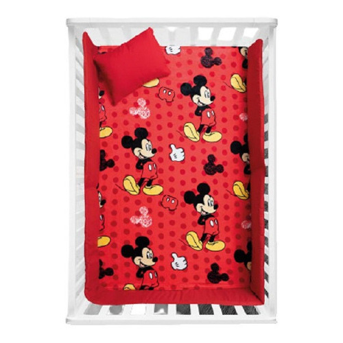 Cobertor Ligero Cunero Mickey Mouse Microfibra Chiqui Mundo Color Rojo
