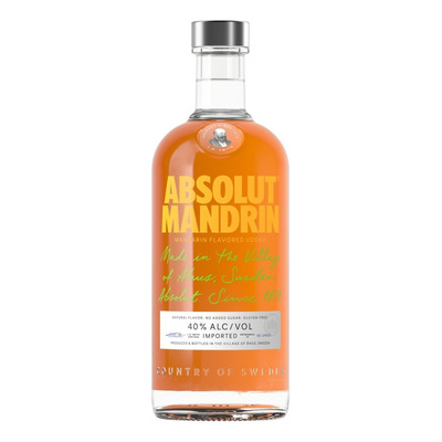 Botella Vodka Absolut Mandrin 40% Alcohol Con Ingredientes Naturales De 750ml