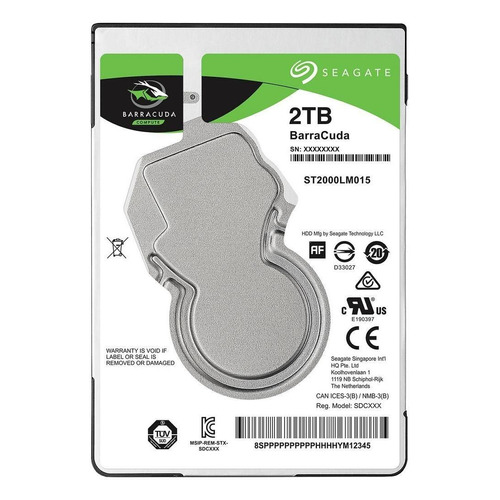 Disco duro interno Seagate Barracuda ST2000LM015 2TB verde