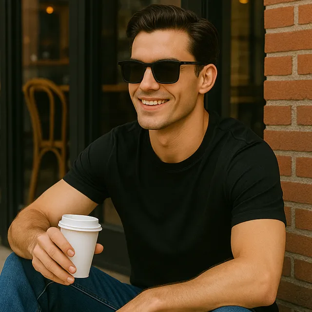 Óculos De Sol Quadrado Preto Fosco Unissex Proteção Uv400