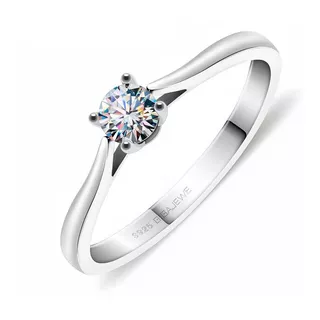 Anillo Compromiso Diamante Moissanita 0.3ct Oro 18k Plata