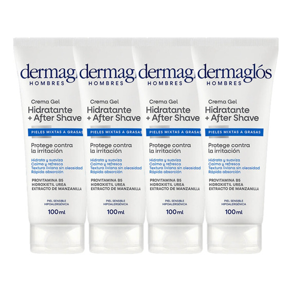Combo X4 Dermaglos Crema Gel Hidratante + After Shave 100 Ml