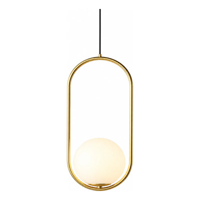  Colgante 1 Luz Marsella Oval Dorado Globo Opal Apto Led Ld Dorado