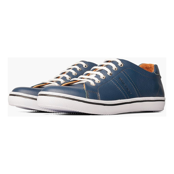 Zapatilla Urbana De Cuero Azul Vintage Hombre Boating