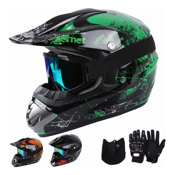 Casco Para Motocicleta Todoterreno Abatible Dot + Regalo