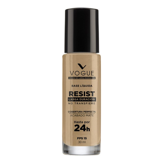 Base Liquida Vogue Resist Larga Duración Fps 15 30ml Tono Bronce