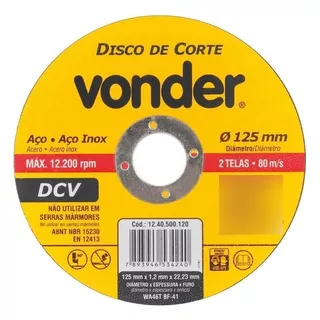 25 Und De Disco De Corte 125x1,2x22,23 Mm Grão: G46 Vonder Cor Amarelo