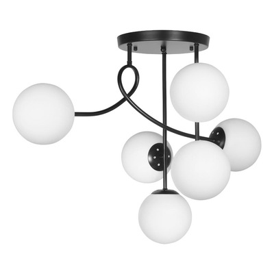 Plafon Luna Rulo 6 Luces Negro Opal Apto Led E27 Plug