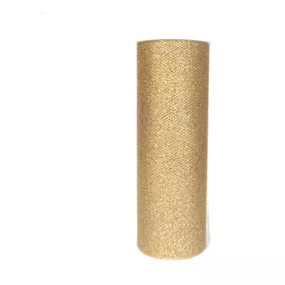 Tul Con Diamantina Oro Dorado Manualidades 15 Cm / 9 M