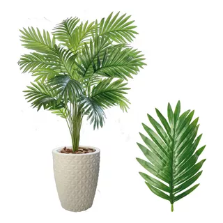 Planta Artificial Palmeira Com Vaso Branco Completo