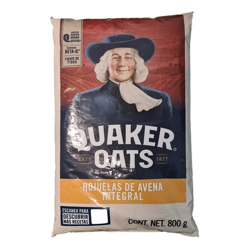 Hojuelas De Avena Integral Quaker Oats 1 Pieza Bolsa De 800 Gramos Sabor Natural Fuente De Fibra