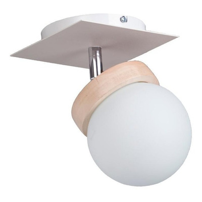 Aplique 1 Luz Elyn Blanco Madera Globo Opal Apto Led G9 Deco