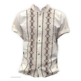 Guayabera Camisa De Manta Bordada Artesanal Mexicana  