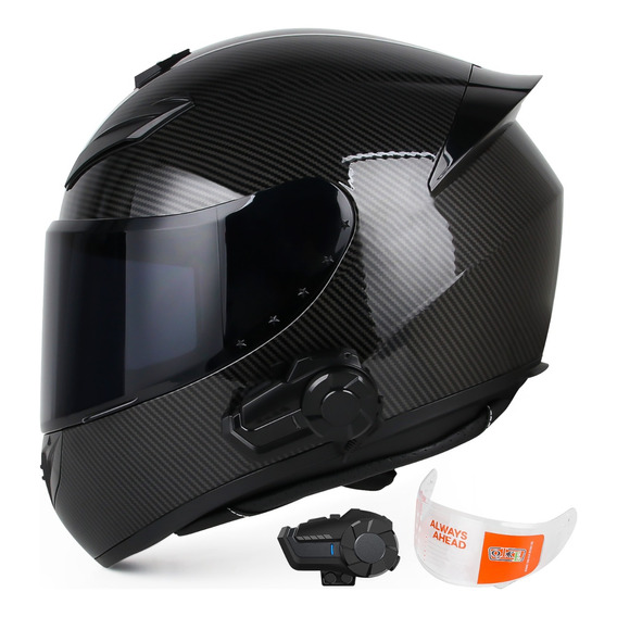 Casco Para Moto Fibra De Carbon Deportivo Con Bluetooth Dot