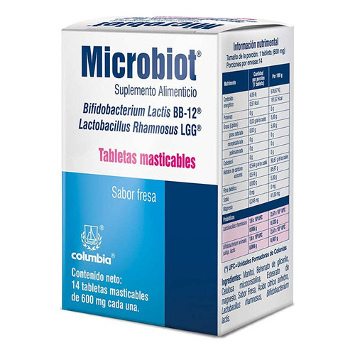 Microbiot Suplemento Alimenticio Con 14 Tabletas Sabor Fresa