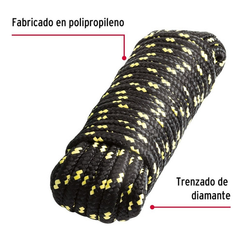 Piola De Nylon De 10 Mm X 15 M Multicolor, Fiero 47811 Color Negro