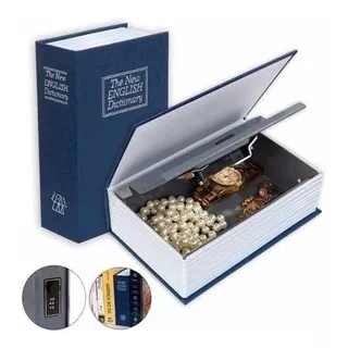 Cofre Camuflado Forma De Livro Dicionário Com Chave Cor Azul-escuro