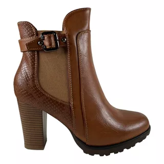 Botin Via Uno Mujer Color Camel Cuero Pu