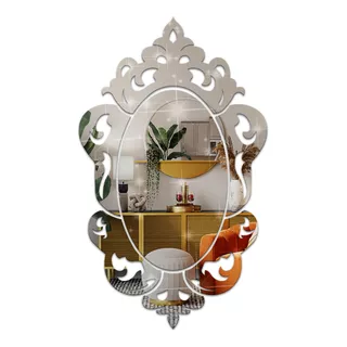 Espelho Moderno Acrílico Decorativo Arabesco Veneziano Oval