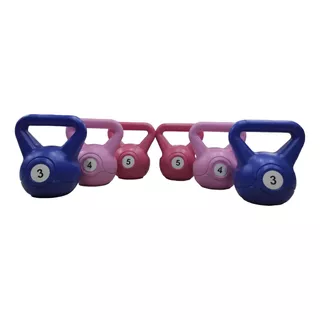 Kit Set Combo X6 Pesas Rusas Kettlebel Pvc 3-4-5kg Fitness