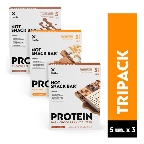 Pack Barra De Proteína Notsnack Brownie+caramel+peanut 5unx3