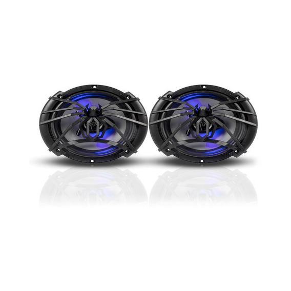 Bocinas Para Carro 6x9 Cono De Plata Y Led Azul Soundstream Color Negro