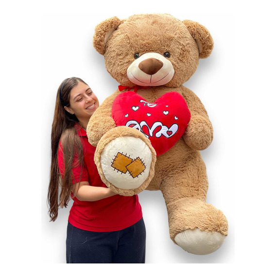 Oso De Peluche Gigante Metro Y Medio 1,50 + Moño + 3 Globos