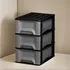 Cajón de plástico con 3 cajones, negro y gris