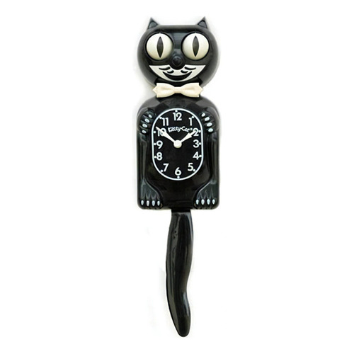 Reloj De Pared Kitty Cat Klock, 32cm, Plástico, Negro Color De La Estructura Negro Color Del Fondo Negro