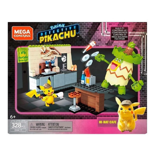 Detective Pikachu Mega Construx Hi Hat Cafe 328piezas Cantidad De Piezas 328