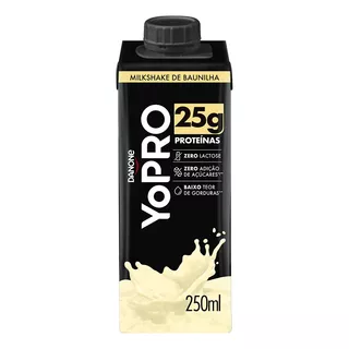 Bebida Láctea Uht Milkshake De Baunilha Zero Lactose Yopro 25g High Protein Caixa 250ml
