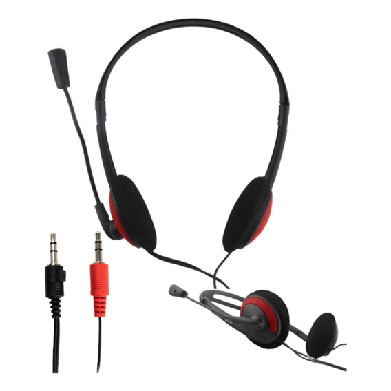 Auriculares Cable Volumen Microfono Accesorios Audio Rojo