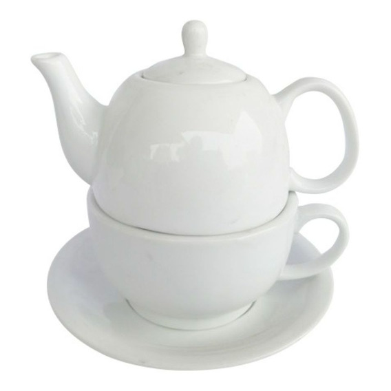 Taza Y Tetera Tea For One 280 Ml Porcelana Blanca