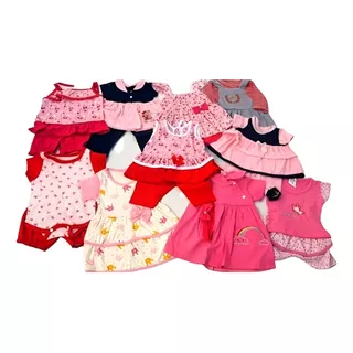 10 Roupas Conjuntos Bebe Menina Infantil 0a6m +4 Calcinhas 