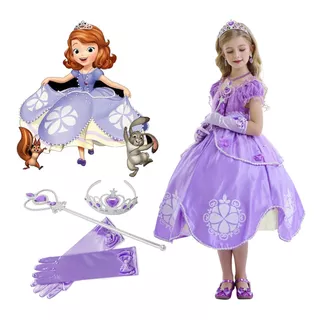 Fantasia Infantil Princesa Sofia Luxo Vestido Com Acessórios