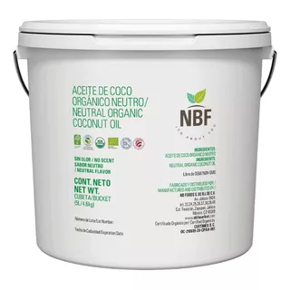 Nbf Aceite De Coco Orgánico Neutro, 5 L  Prensado En Frío