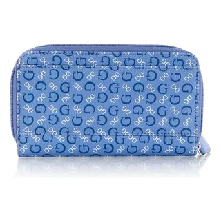 Cartera Guess Factory Tempe SLG Double Zip Around Aa826357 Color Azul Diseño De La Tela Liso