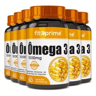 Kit 6 Ômega 3 Óleo De Peixe 1000mg Com 60 Cápsulas Fitoprime