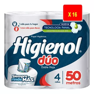 2 Bolson Papel Higiénico Higienol Duo 50 Metros X 2 Bolsones