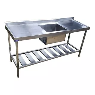 Mesa 01 Cuba 50x40x30 Em Inox De 1300x600x900 Bancada