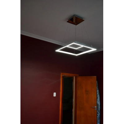 Lampara Colgante Quadra Doble Led 30x30 + 60x60 Moderno