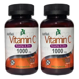 2x Vitamina C 1000mg 100 Un / Formula Zinc+rose Hips / Vegan