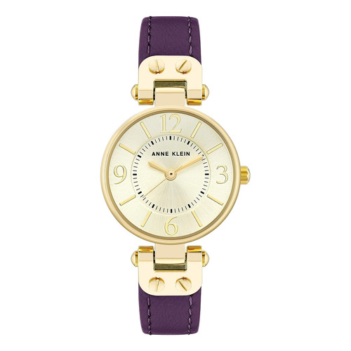 Reloj Mujer Anne Klein Correa De Piel 26 Mm 10/9442chpr Color de la correa Violeta